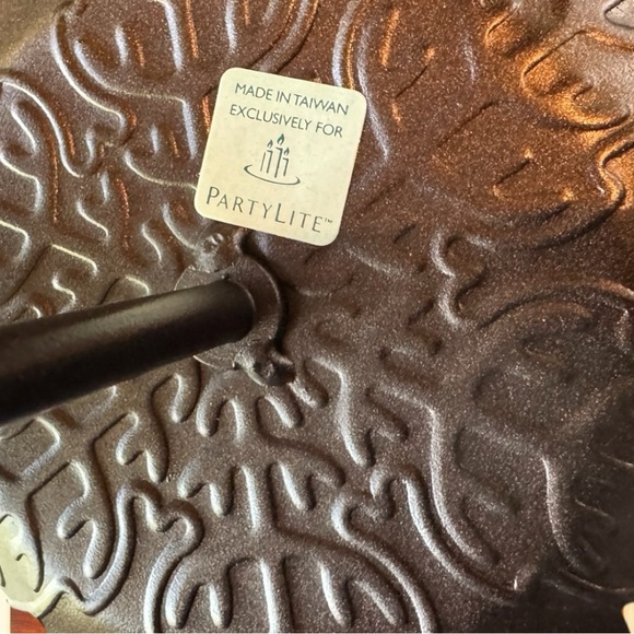 PartyLite 4-Tier Dark Brown Metal Leaf Pedestal Stand – Embossed Candle Holder - Picture 9 of 10